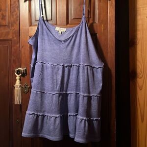 UMGEE EUC PERIWINKLE BLUE RUFFLED TOP SIZE 1XL